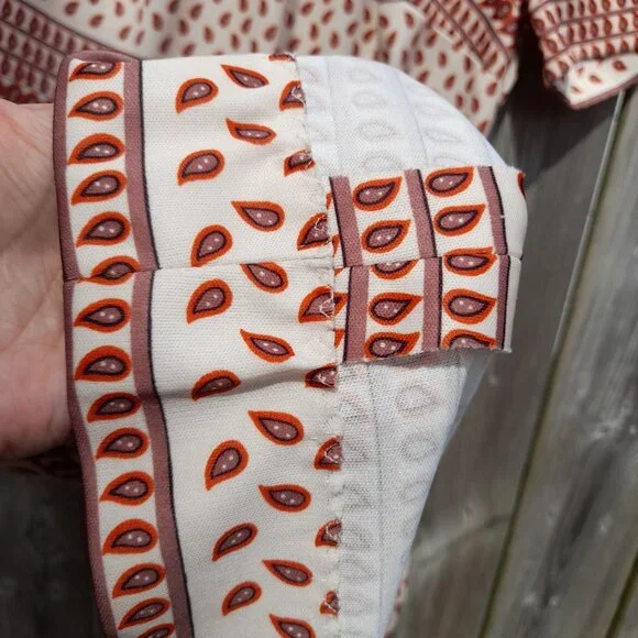 Vintage 60s 70s Dress Paisley Brown Orange Retro 40" Bust 36" Waist - Picture 11 of 15